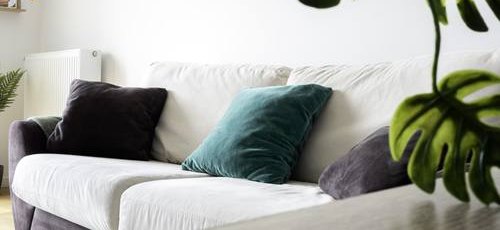 Living room sofa with cushions